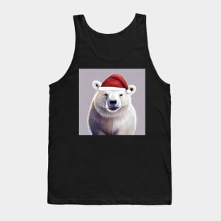 Polar Bear in Santa Hat Tank Top